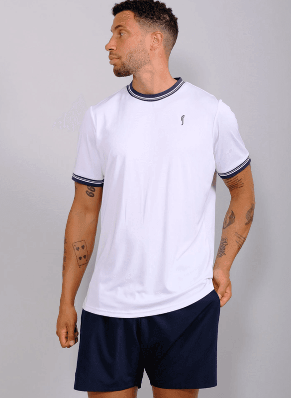RS Men's Performance Tee - Crew Neck REC (White / Navy)