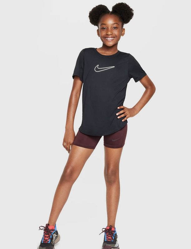 Nike One Fitted Girl's Dri-FIT Short Sleeve Top (Svart)